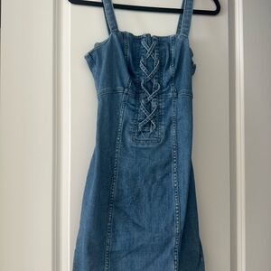 Shyanne Blue Denim Lace-Up Mini Dress